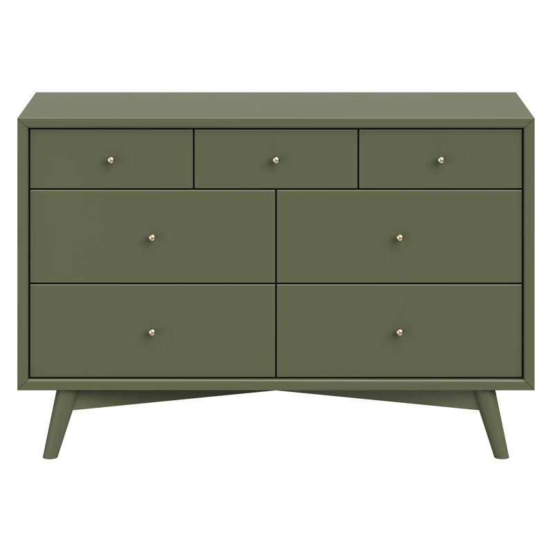 Palma 7-Drawer Assembled Double Dresser, Olive