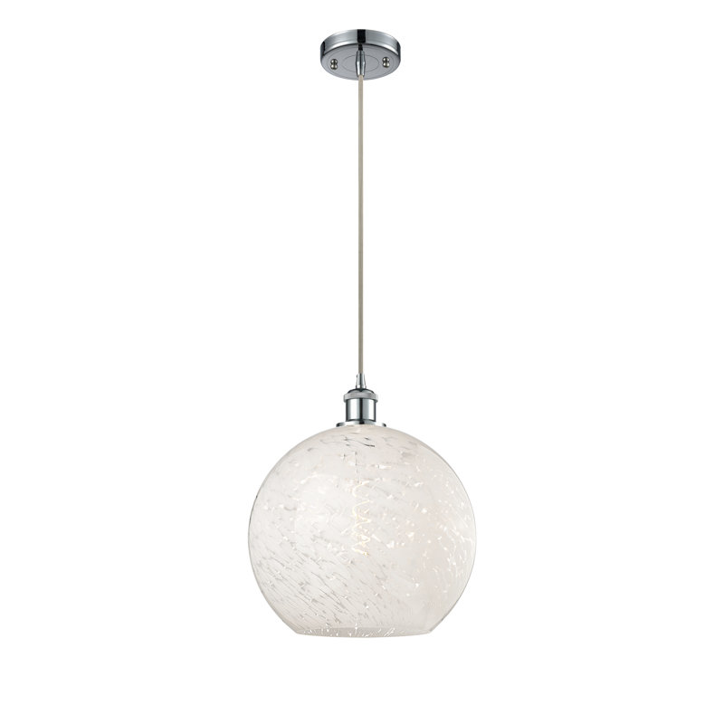 Luminaire suspendu 1 lumière Nathalie, H 13,5 po x l 12 po x P 12 po, Chrome poli