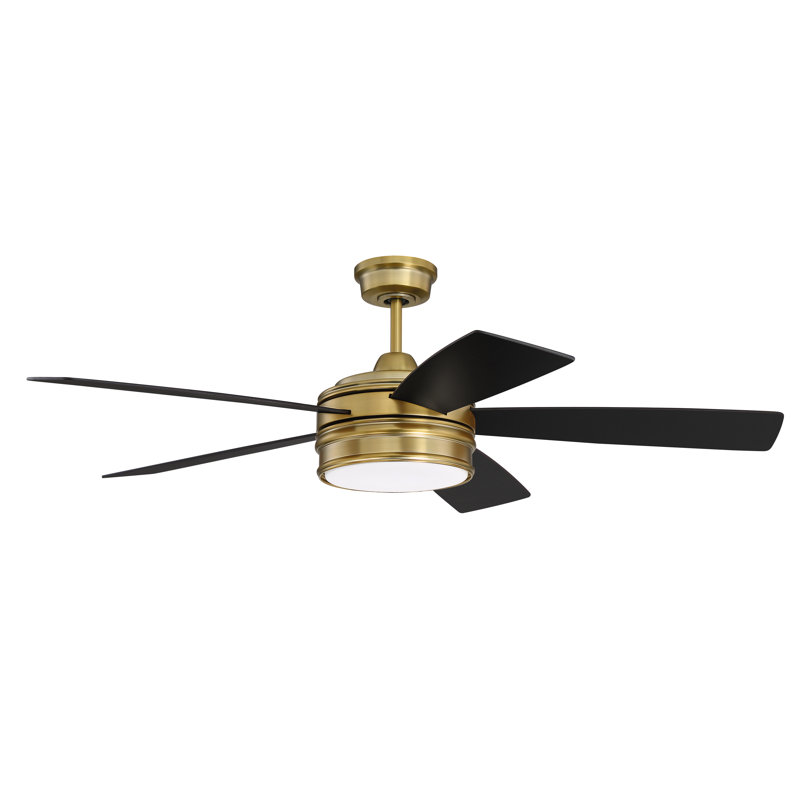 Braxton Satin Brass 52" Ceiling Fan with LED Light and Remote