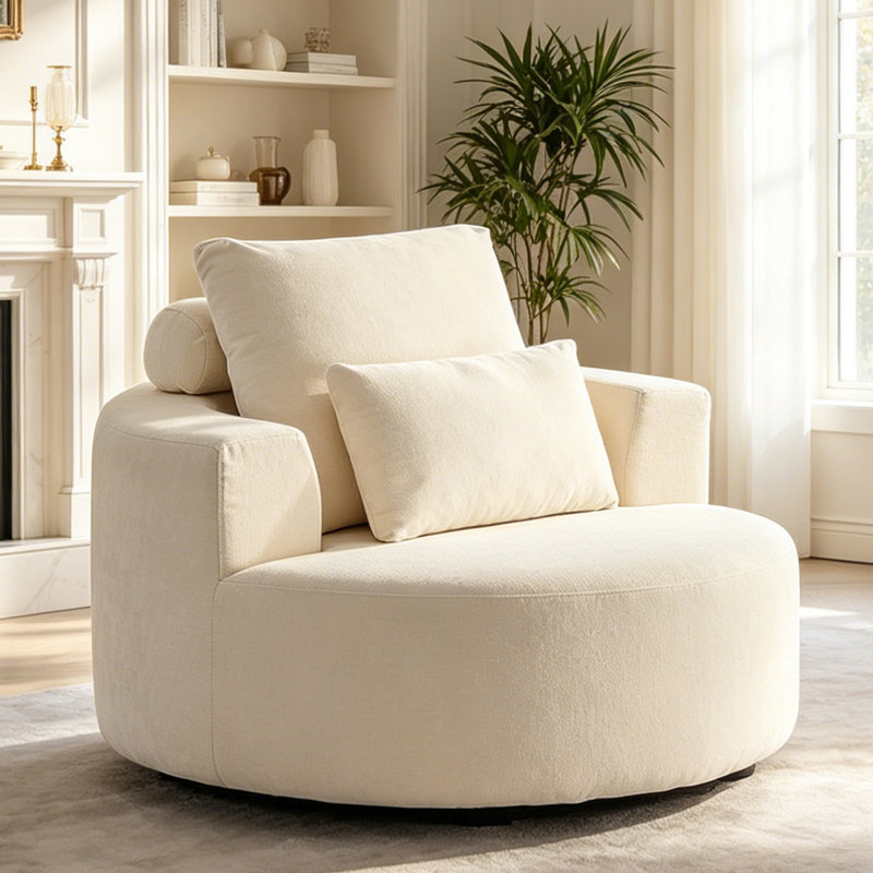 Fauteuil demi-tonneau pivotant de 40 po, Beige