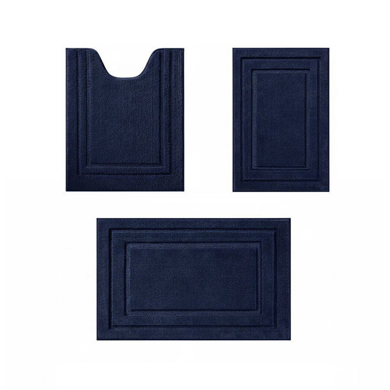 Ensemble de tapis de salle de bain en microfibre 3 pièces, Navy Blue