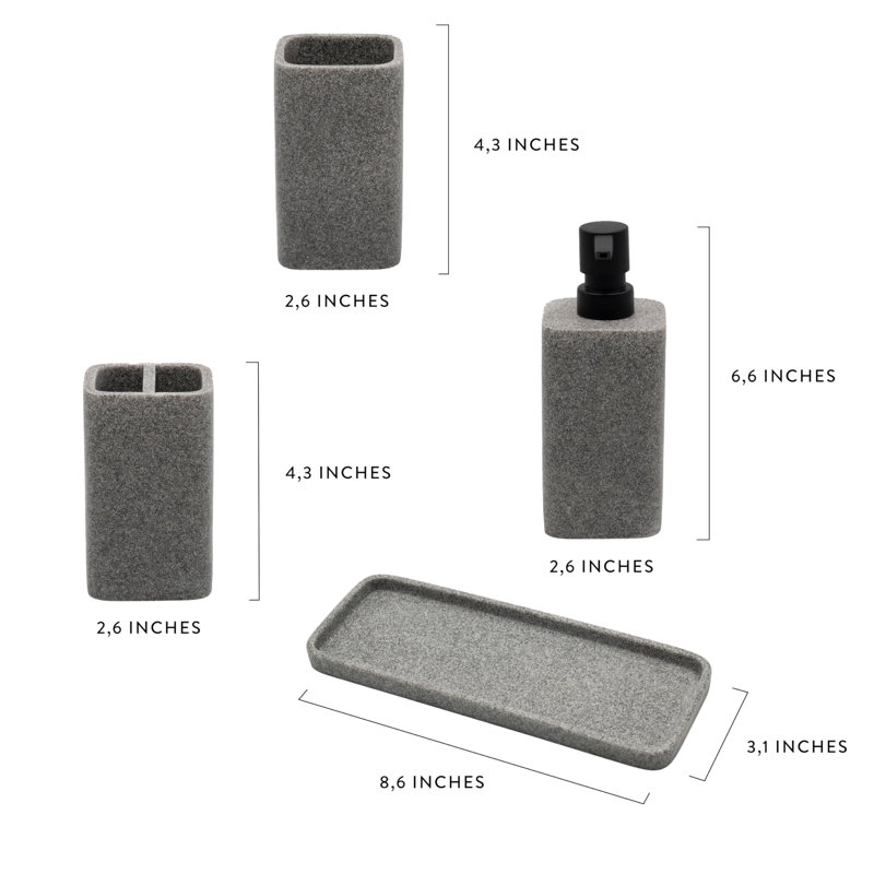 Ensemble complet d'accessoires de salle de bain, ensemble complet de meuble-lavabo pour salle de bain 4 pièces, pompe à savon, gobelet, porte-brosse à dents et plateau inclus