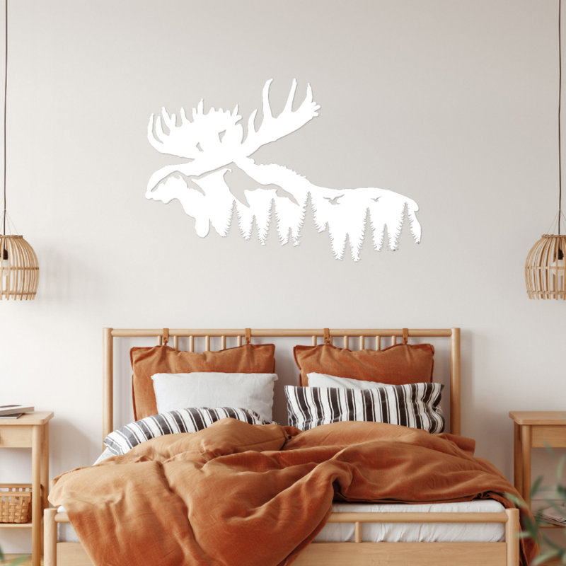 Art mural en métal Moose Mountain, Noir, H 17 po x l 25 po x P 0,12 po