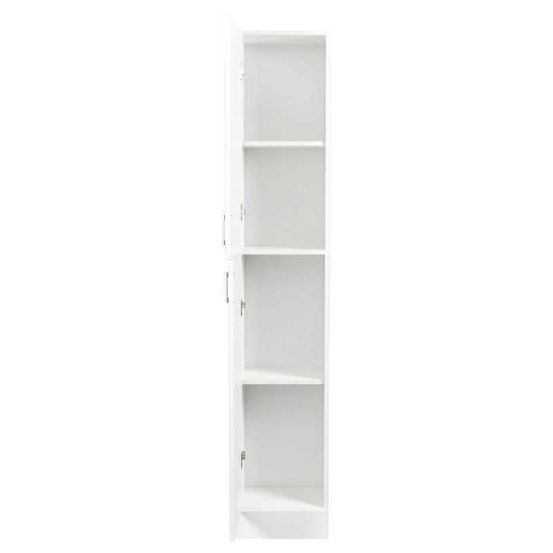 Armoire de rangement autoportante blanche avec tablettes pour une utilisation fonctionnelle et polyvalente