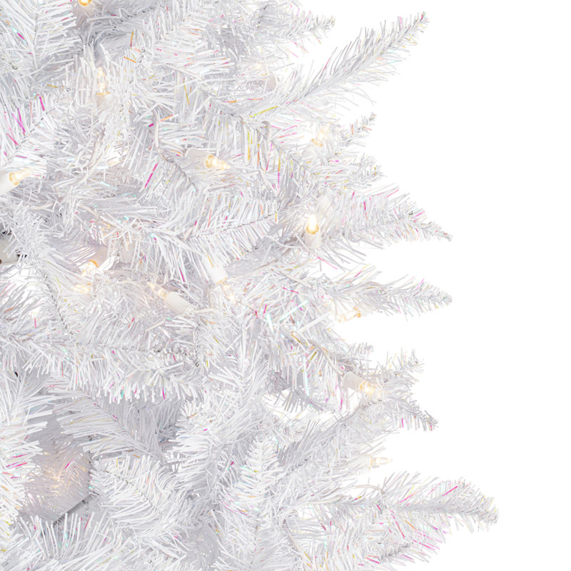 Dilan Sparkle White Spruce Artificial Christmas Tree, 4.5' H, Warm White LED