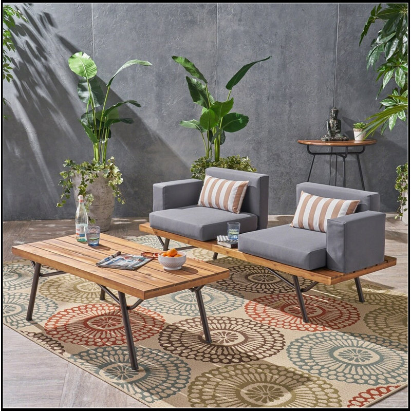 Causeuse d'extérieur avec table basse Canoga
