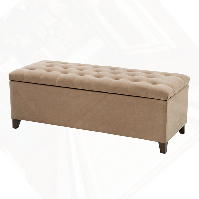 Tufted Top Soft Close Storage Bench, Sand