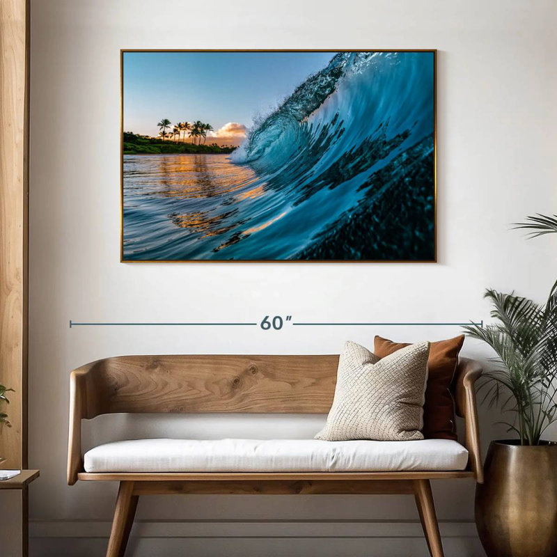 Vague du matin, 46 po x 31 po, Cadre flottant doré