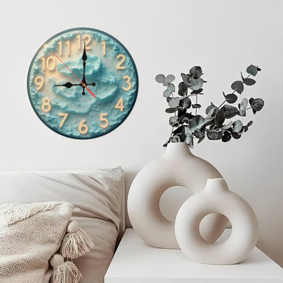 Glowing Clock Numbers On Cloud Surface