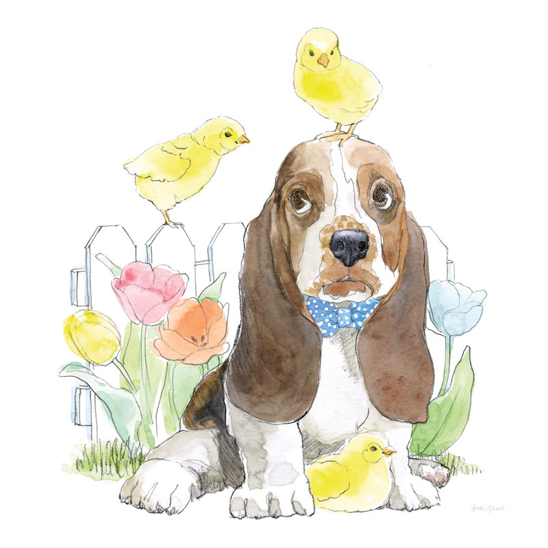 Easter Pups V by Beth Grove - Wrapped Canvas Painting, 30cm H x 30cm W x 3.8cm D