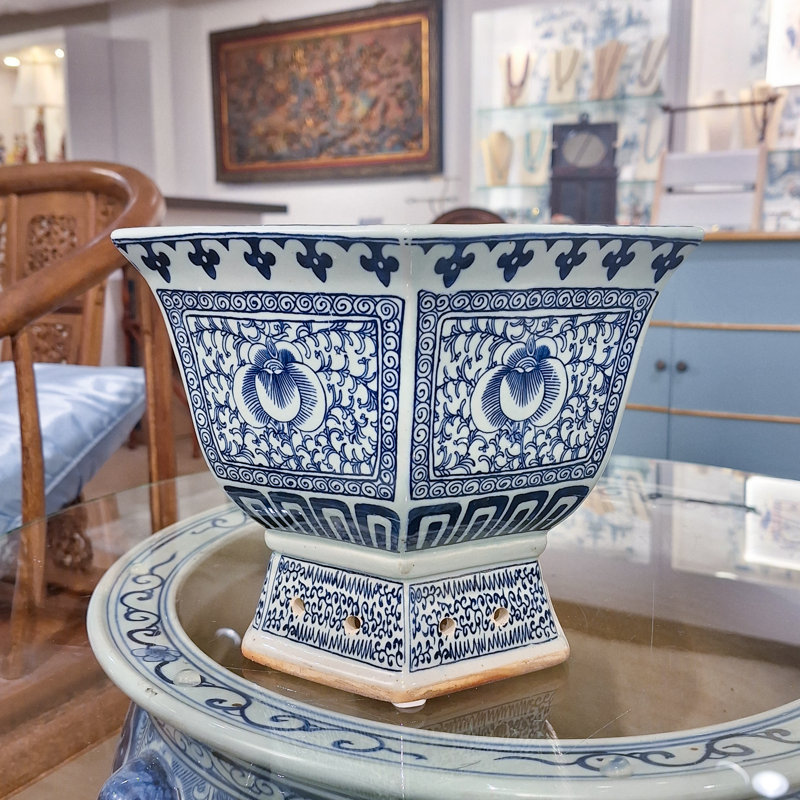 Handmade Ceramic Basin, 7.5" H x 11" W x 11" D