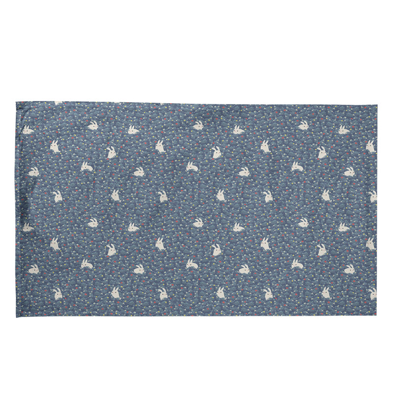 Serviette de lapin lapin à motif lapin, Sergé de coton, Gris / rouge / jaune