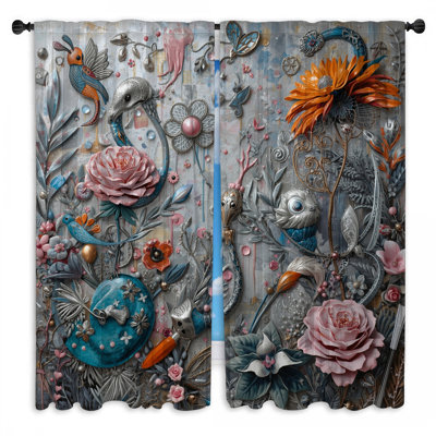 Rideaux obscurcissant et floral obscurcissant Floral Birds Fantasy - 2 panneaux