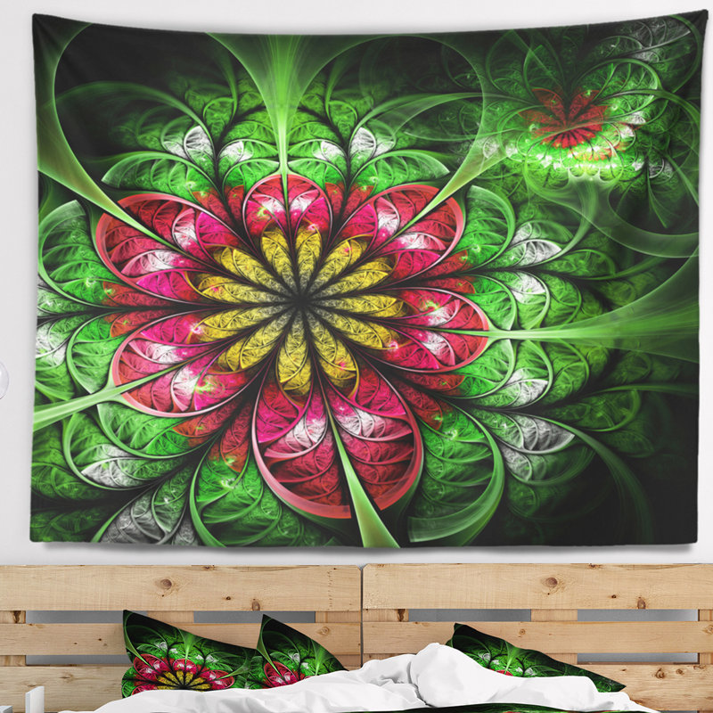 Tapisserie floral foncé abstrait, H 78 po x l 92 po