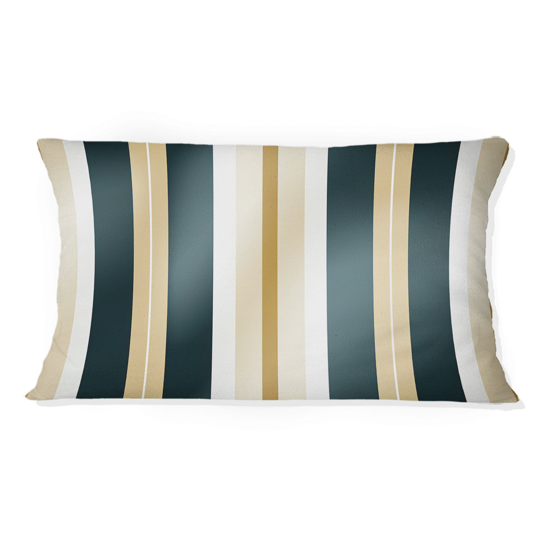 Classic Beige And Green Elegance Striped Pattern - Striped Polyester Pillow Design Art