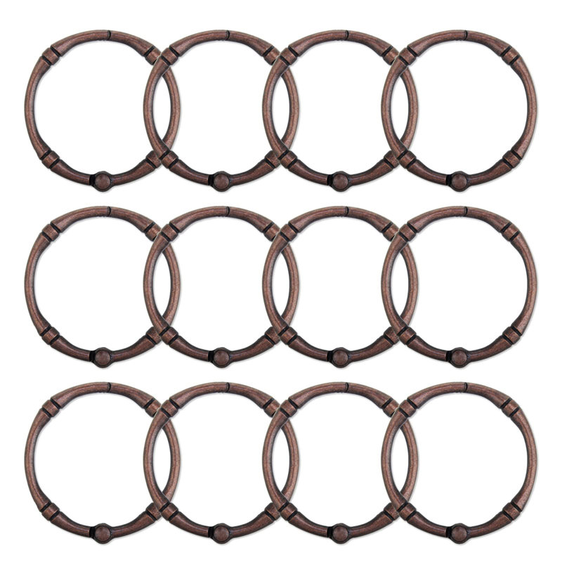 Crochets de rideau de douche, anneaux de rideau de douche décoratifs antirouille en métal, crochets de douche ronds pour tringle de douche de salle de bain, paquet de 12 (bronze huilé)