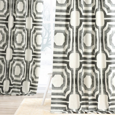 Magari Geometric Printed Cotton Room Darkening Single Curtain Panel 