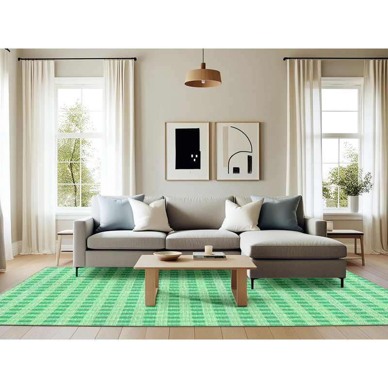 Performance Wool Checkered Indoor Rug, Rectangle 6' x 9'