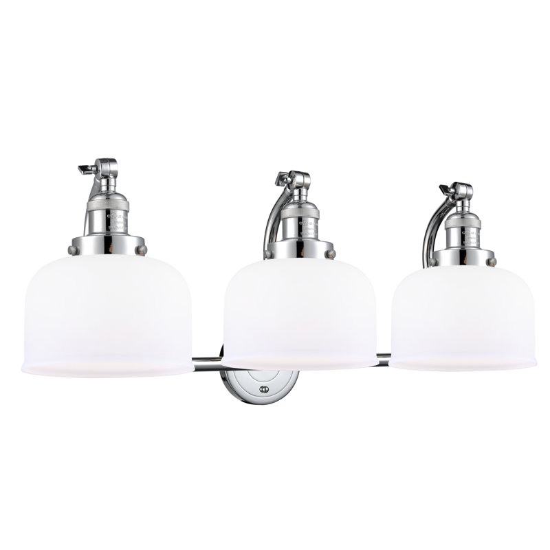 Éclairage pour salle de bain 3 lumières Plumlee, Boîtier blanc mat, Chrome poli, Ampoule DEL 6 watts Vinage