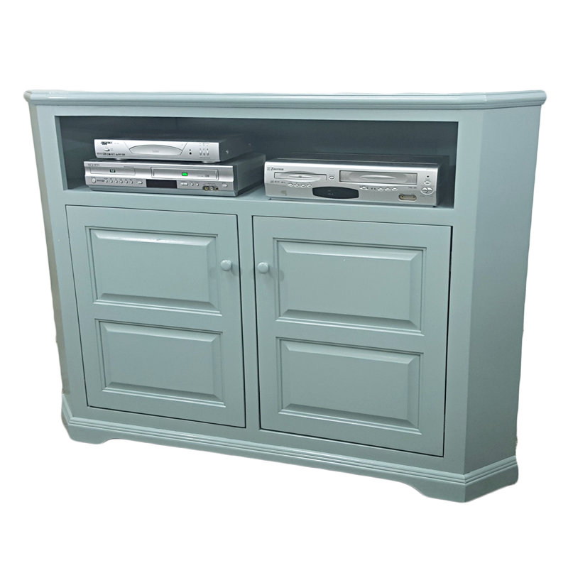 Inouye Unfinished Corner TV Stand for TVs up to 65", Light Blue
