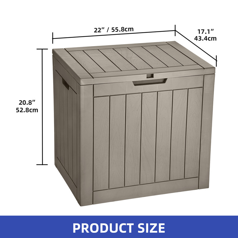Boîte de rangement extérieure résistante aux intempéries 32 gallons Edrosie Inc, Light Brown