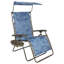  Chaise longue d'extérieur à gravité zéro 33 po avec auvent, bleu