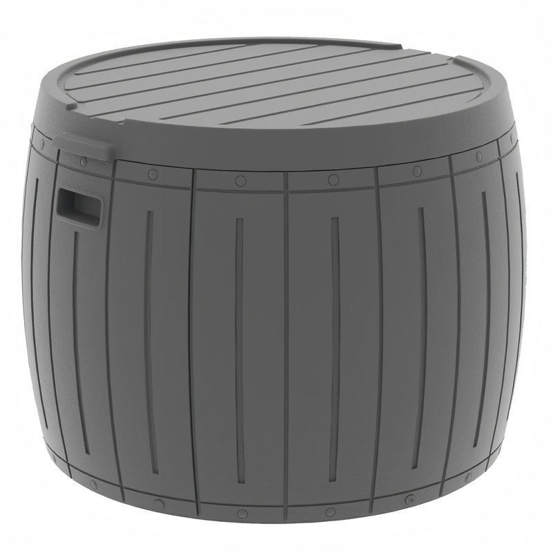 Decksplore 27 Gallon Waterproof Outdoor Deck Box & Round Patio Storage Table