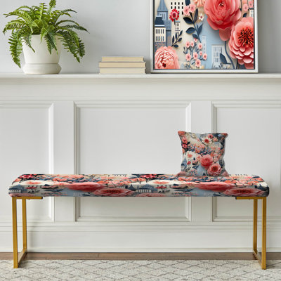 Bouquet rose Oasis floral City Dreams - Banc rembourré floral doré