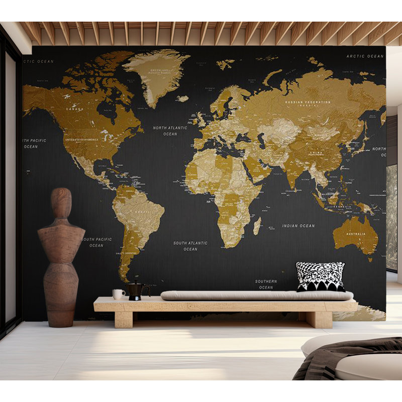 Papier peint carte du monde - Géographie moderne, L 59 po x L 41 po