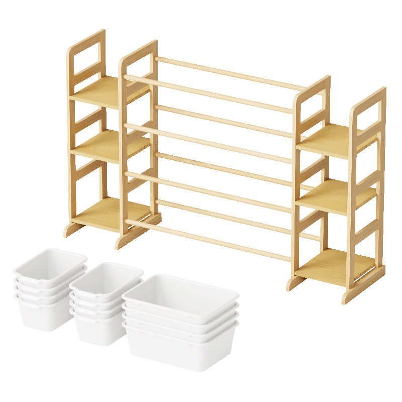 Organisateur de rangement pour jouets avec 6 tablettes et 12 bacs, bibliothèque pour enfants, étagère à jouets, Blanc