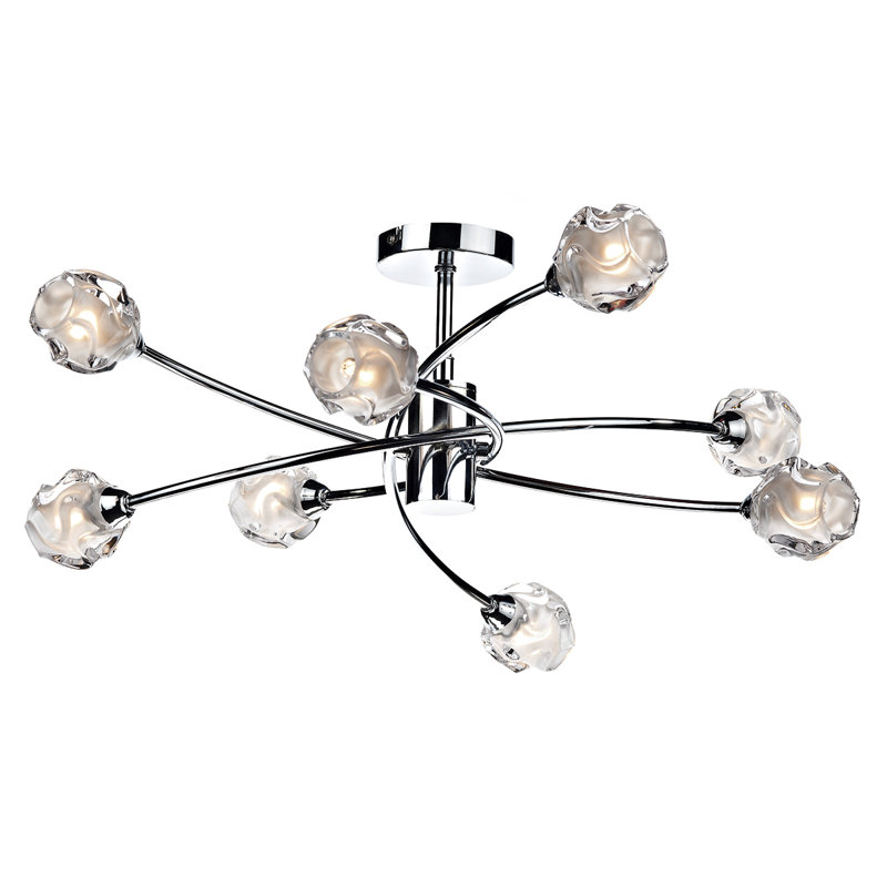 Mcdermott Glass Semi Flush Mount, Polished Chrome