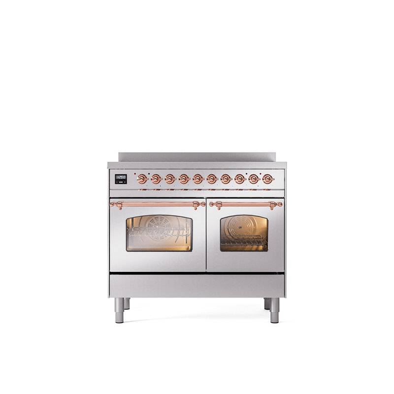 ILVE Nostalgie II Series 40 inch Induction Range with 6 Induction Elements (Glass Door), Stainless Steel/Copper