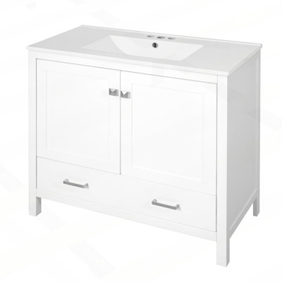 Modern Bathroom Vanity with Ceramic Sink and Abundant Storage Options