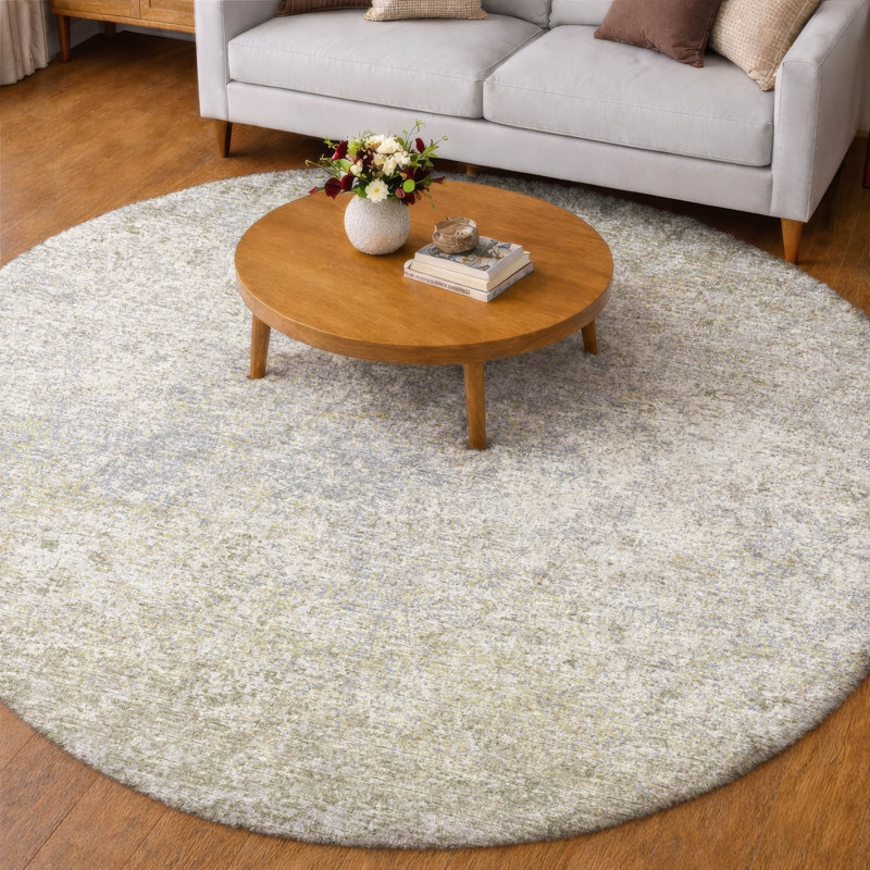 Tapis à poils longs de qualité supérieure lavable à la machine Dream Dream, Beige, Rond 8 pi