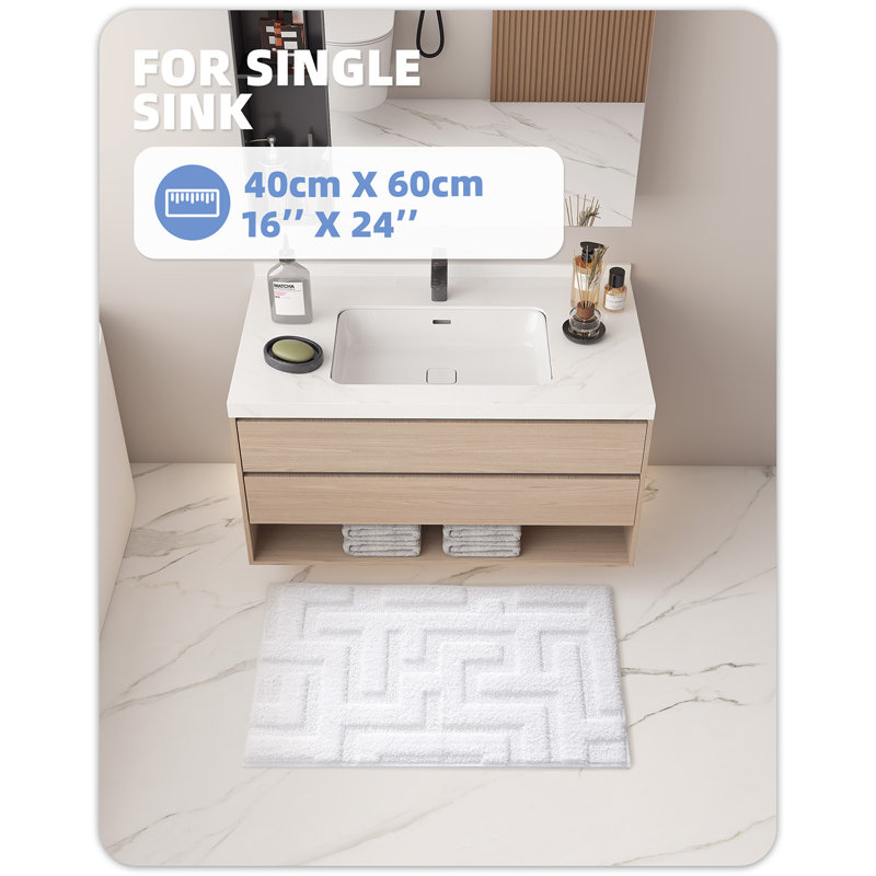 Tapis pour salle de bain Sighrik, L 16 po x l 24 po, Blanc