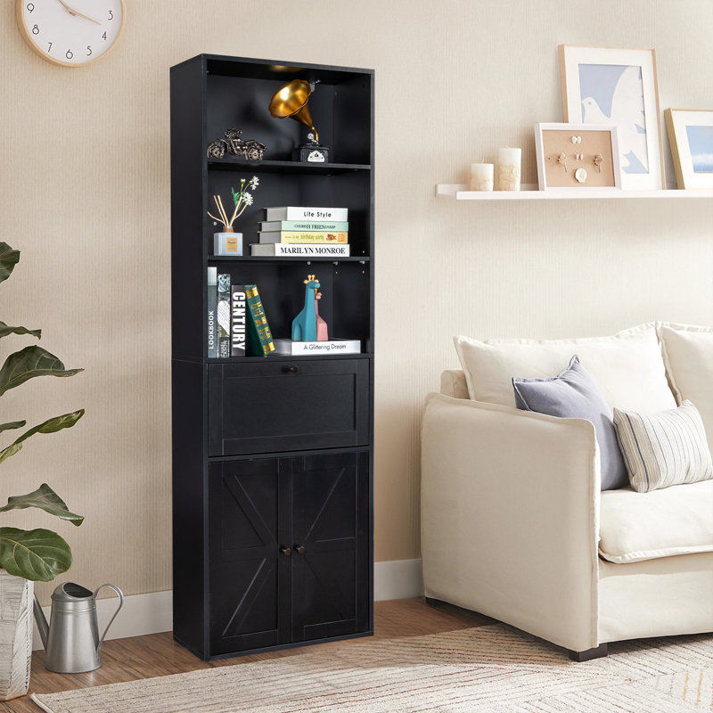 Black Ghore With 3-Layer 1-Drawer 2-Door 70.86in.H