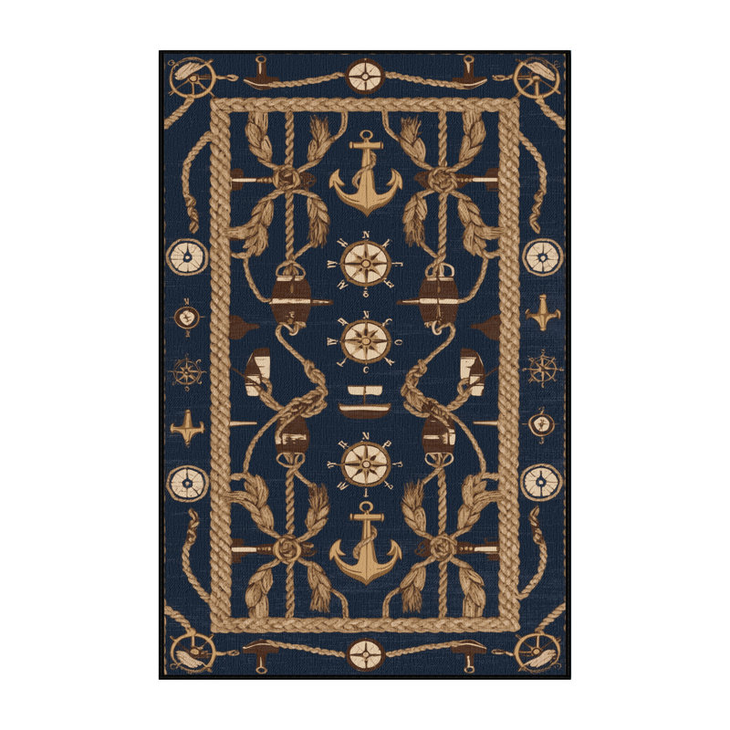 Washable Coordinate Elements Nautical Area Rug, Rectangle 6' x 9'