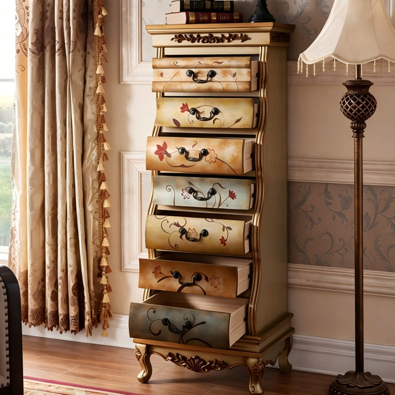Commode murale en bois massif peint