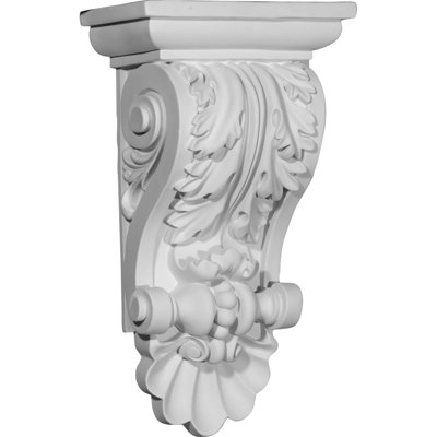 Endurathane Acanthus Shell Corbel, 8"W x 5"D x 14 7/8"H, Factory Primed (6-Pack)