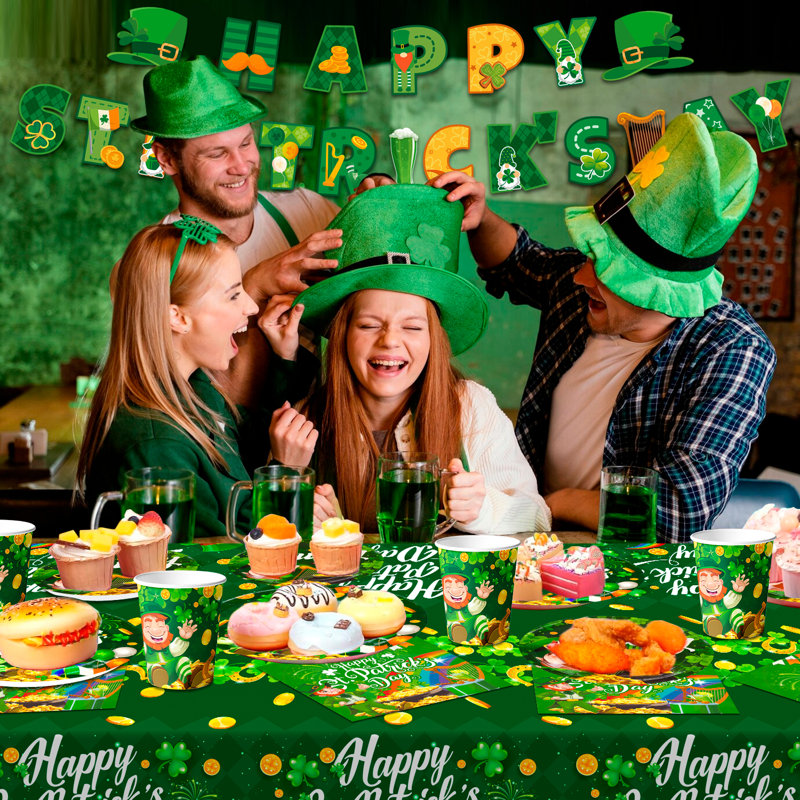 Articles de fête de la Saint-Patrick, ensemble de vaisselle de 84 pièces avec la Saint-Patrick