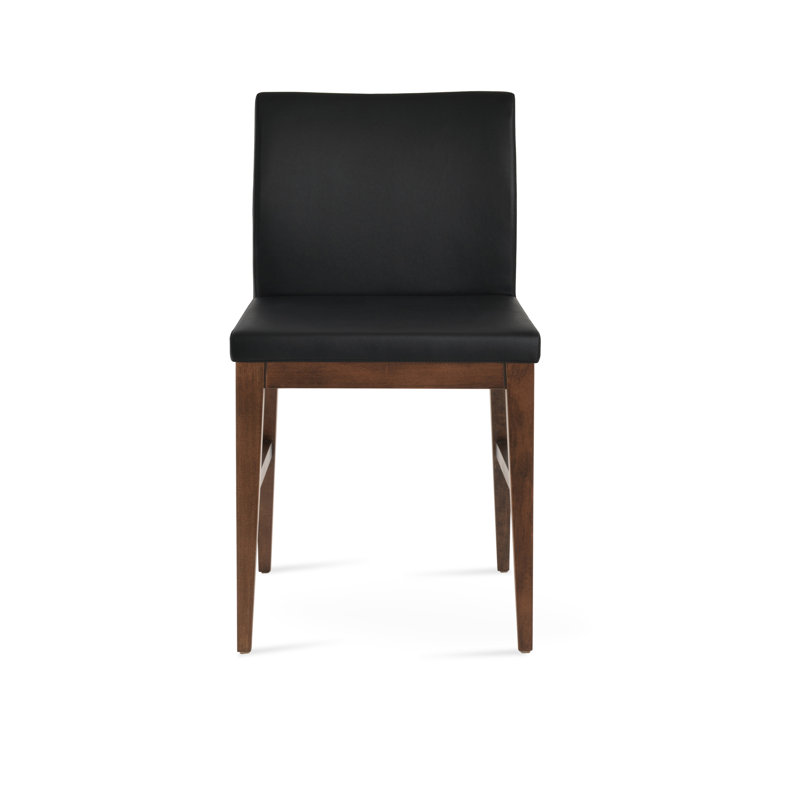 ARIA en cuir rembourré chaise, PPM Leatherette - Noir, Noyer
