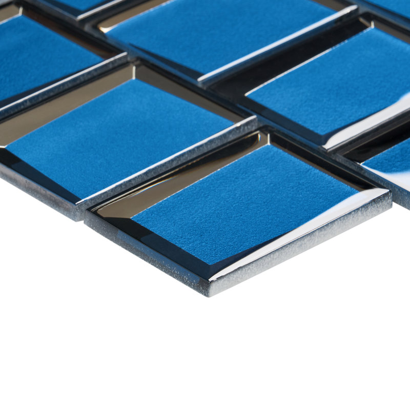 Revell 11" x 12" Glass Grid Mosaic Wall Tile (0.88 Sq. Ft. / Each), Blue