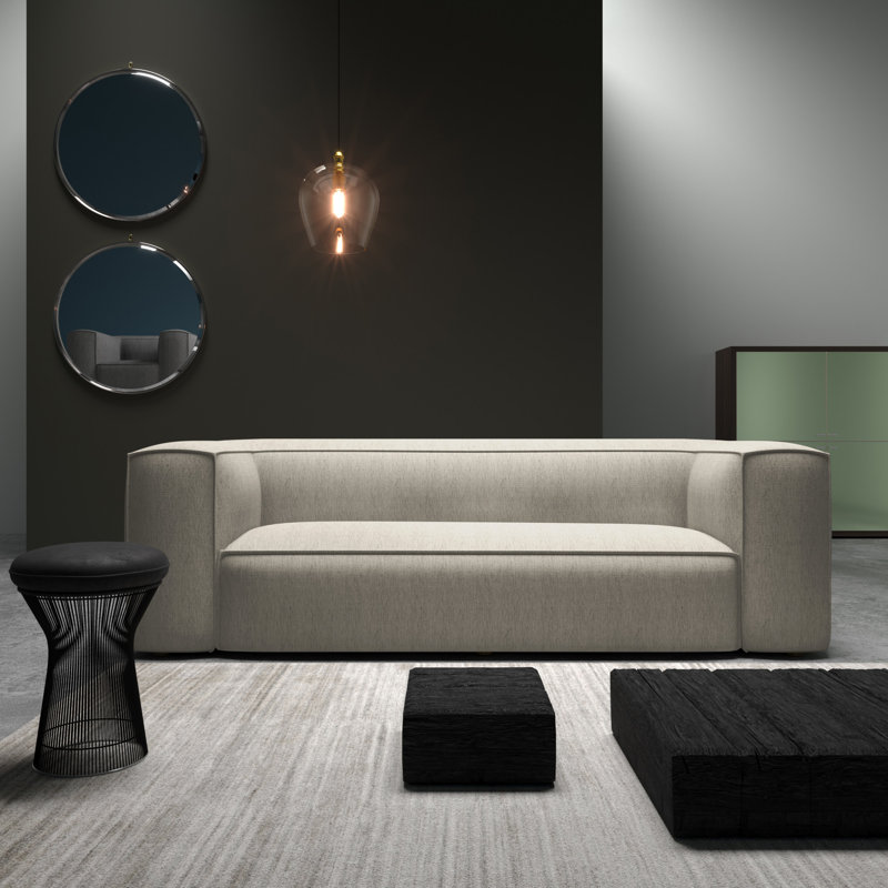 Varick Oversize Track-Arm Sofa with Flange, 30" H x 108" W x 41" D, Weathered, Box Weave Linen Graphite