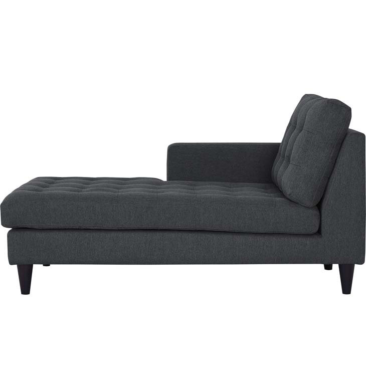 Méridienne Modway Carson Carrington Humlebaek, Velours gris performance, Accoudoir à gauche (vu de face)