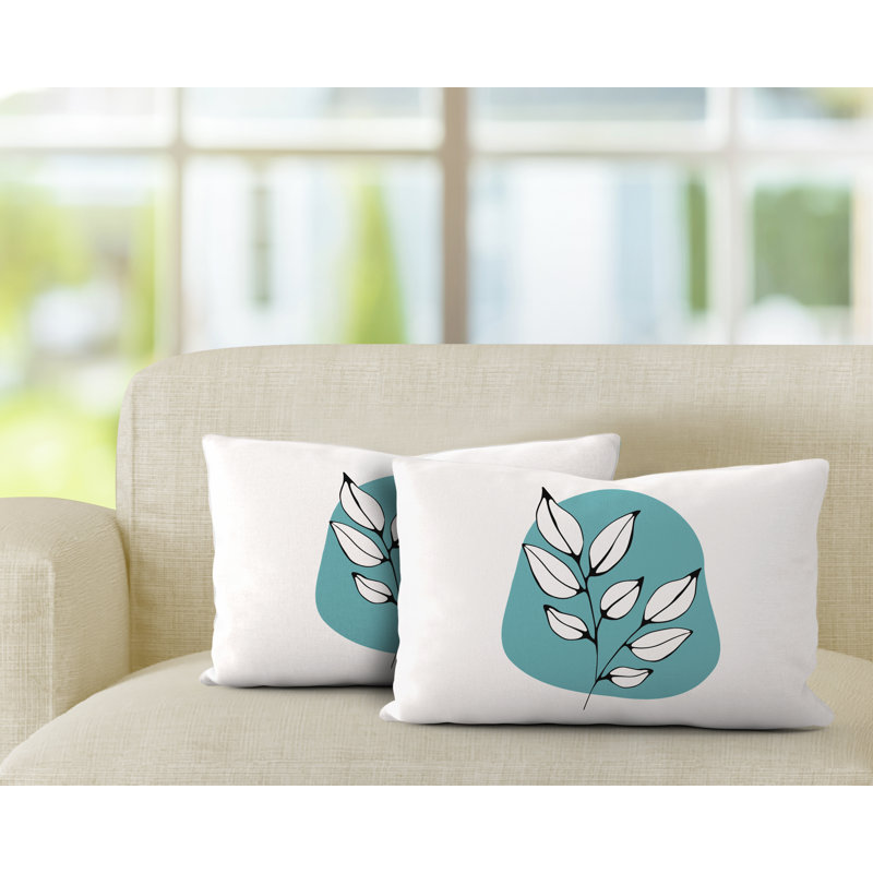 No Decorative Addition Outdoor Reversible Throw Pillow, Turquoise/Beige