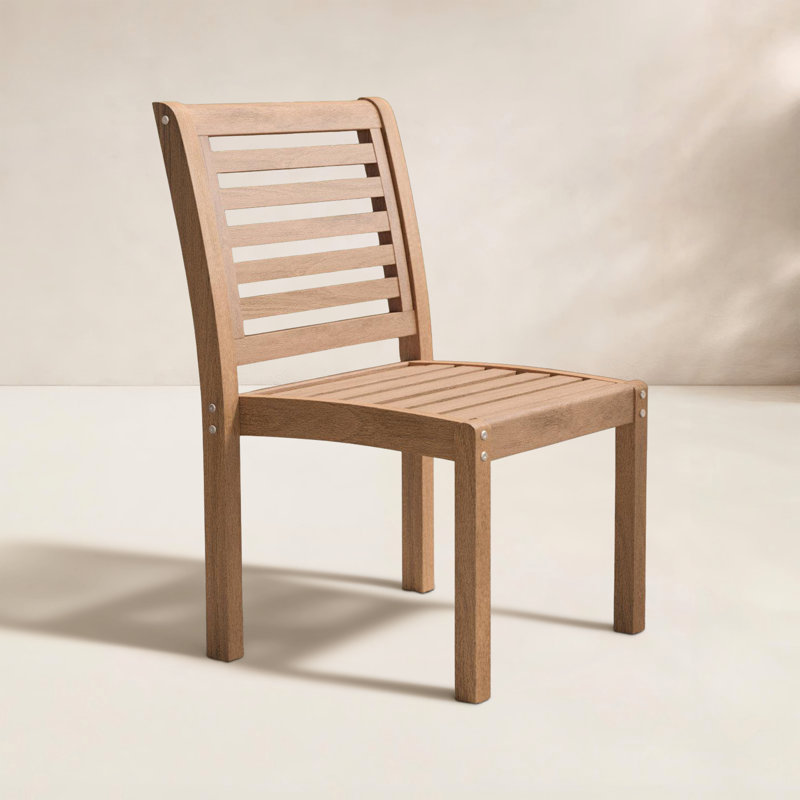 Rafael Wood Premium All-Weather Wicker Outdoor Stacking Dining Side Chair