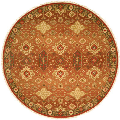 Wool Oriental Area Rug in Rust/Ivory