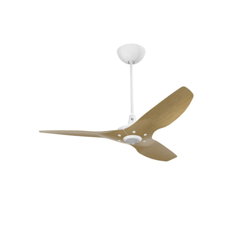 Haiku Smart Downrod Ceiling Fan, 84 inches, White with Caramel Aluminum Blades