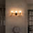 Modern 3-Light Armed Wall Sconce with Ribbed Glass Shades in Matte Black - 22.24" W Hardwired Dimmable Hallway Light for Entryway Living Room Bedroom
