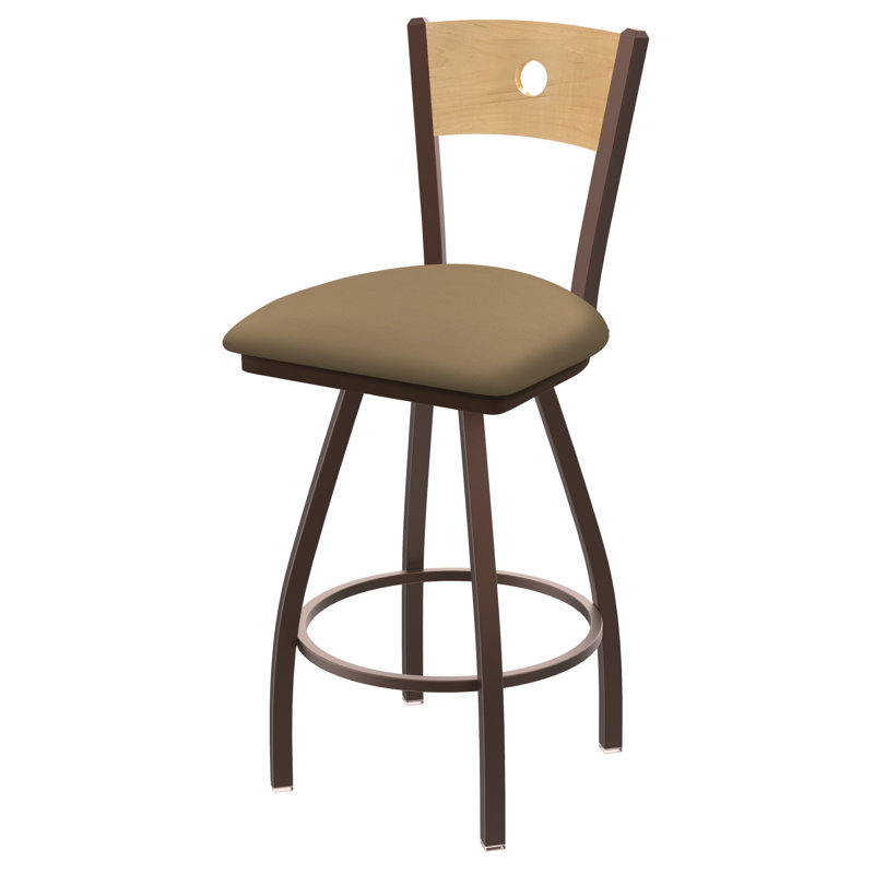 Tabouret pivotant Voltaire, Chêne naturel, Bronze, Siège Canter Sand / finition érable naturel